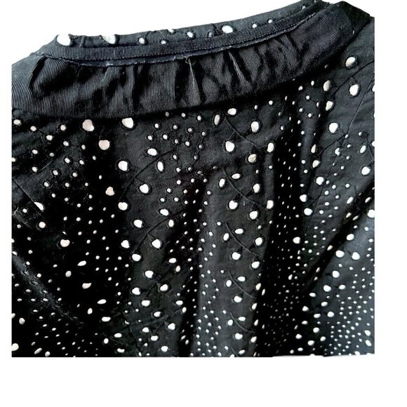 Eric Signature Women’s Black Eyelet Blazer Hook & Loop Closure 100% Cotton Sz 14 - Picture 8 of 8